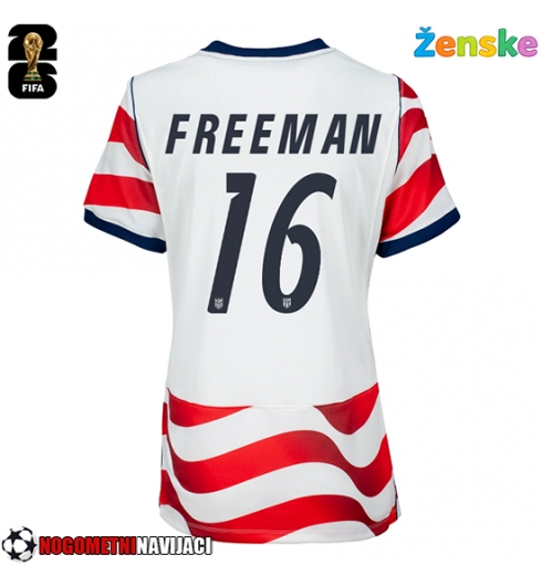Ženske Nogometnih dresov Združene države Alex Freeman #16 Domači SP 2026 Kratki rokavi Ženske Nogometnih dresov Združene države Alex Freeman #16 Domači SP 2026 Kratki rokavi
